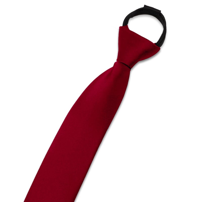 Aurya Solid Color Boys Tie, Polyester Satin Pre-tied Necktie with Adjustable Zipper for Kids Age 8â€“12, Wedding, School & Graduation - Image 2
